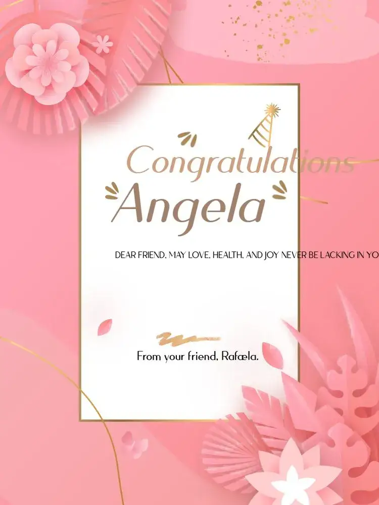 Invitation Feminine Floral Celebration Card – Card theme floral, elegant, pink, golden, feminine, vintage
