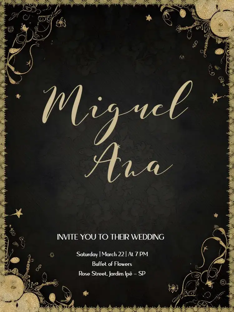Invitation Black Arabesque Wedding – Wedding theme classic, elegant, golden, black, arabesques, luxurious