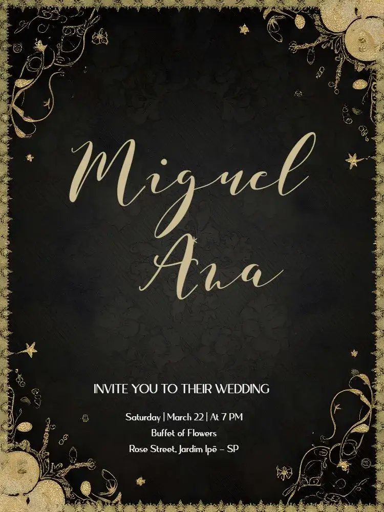 Black Arabesque Wedding invitation