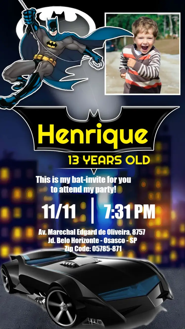 Batman With Photo Man invitation