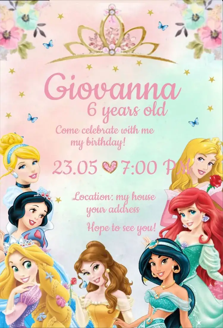 Invite Princesses 1 editable and customizable