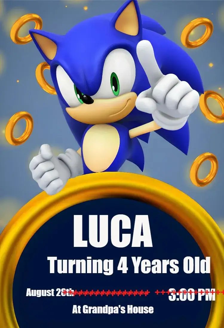 Sonic Movie invitation