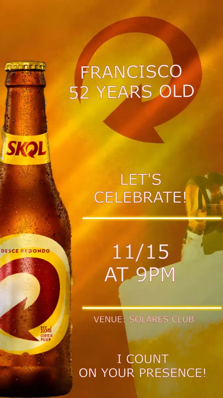 Invitation Skol Beer Adult – Birthday theme modern, casual, lively, cheerful, festive