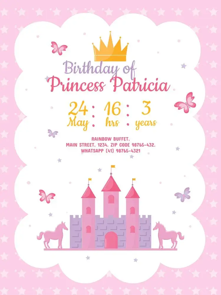 Pink Star Castle invitation