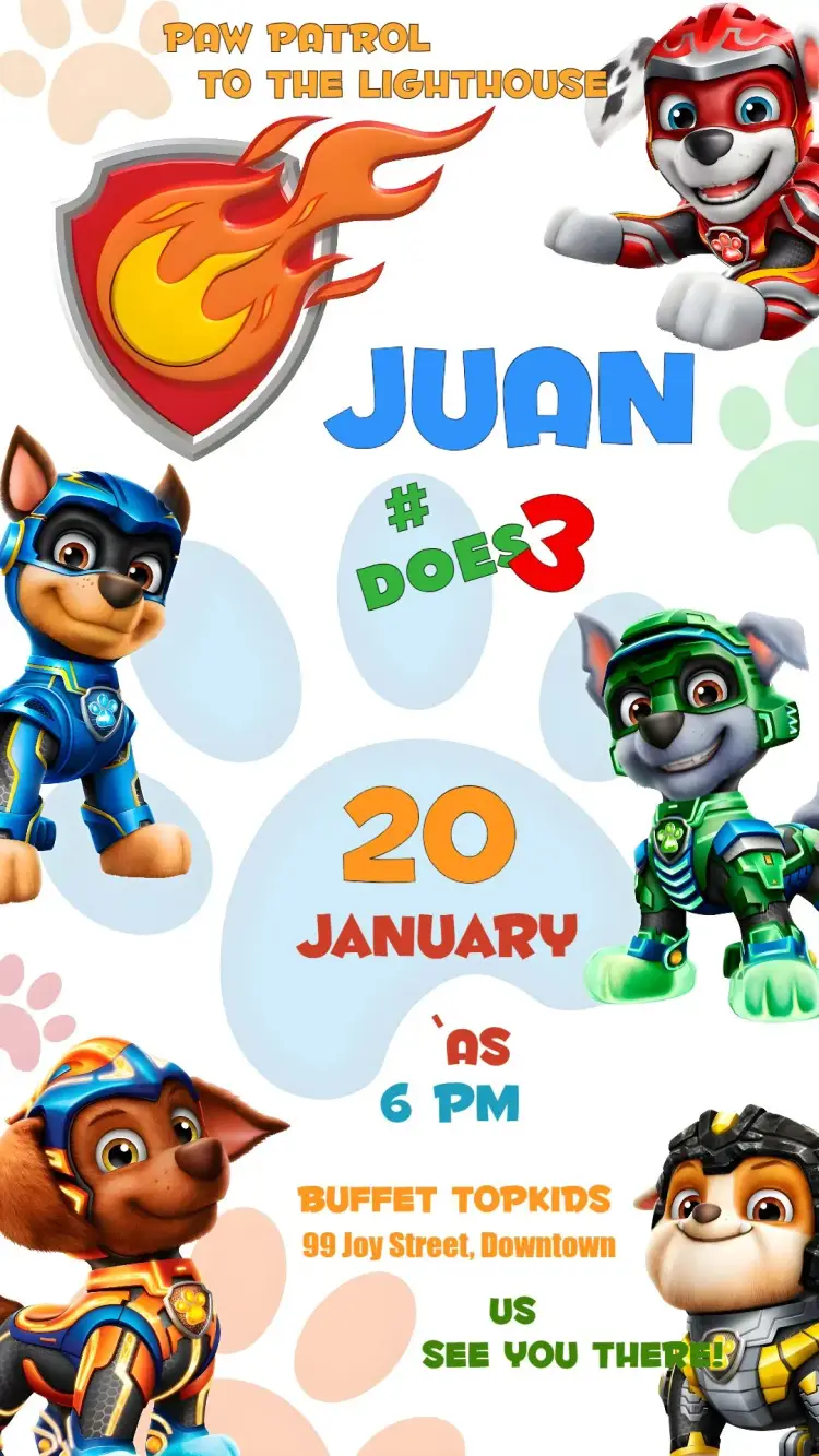 Paw Patrol Kids invitation