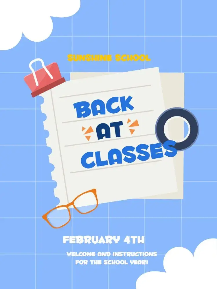Back to School Blue invitation