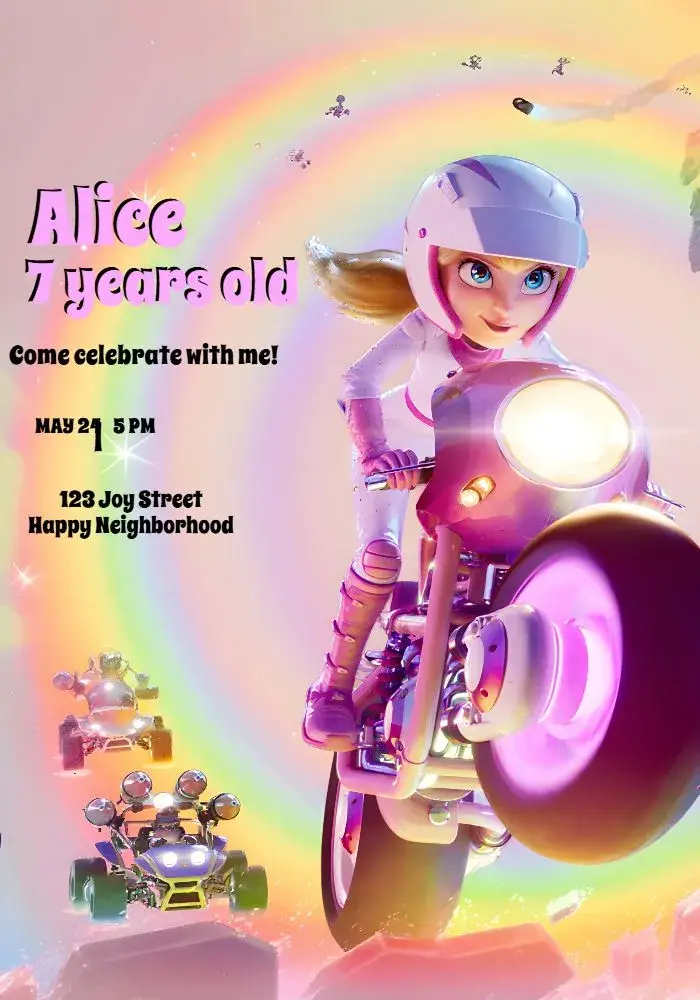Invite Princess Peach Mario editable and customizable