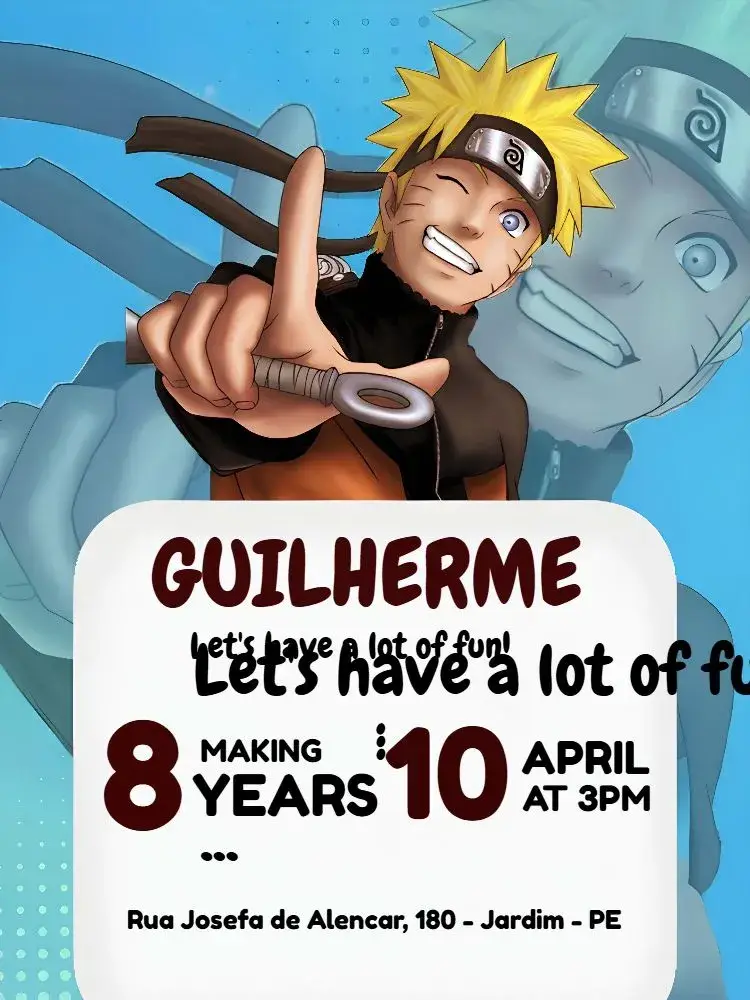 Orange Naruto invitation