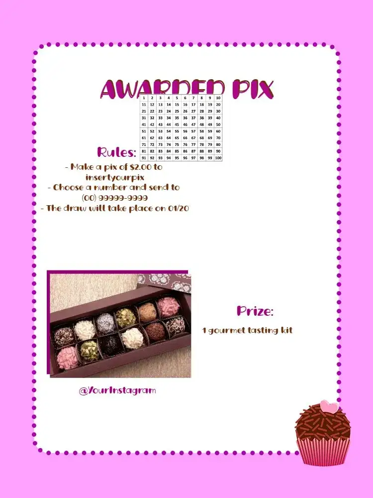 Invitation Pix Awarded Digital – Tickets theme pink, white, brown, modern, fun, minimalist
