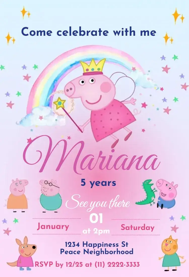 Peppa Pig and Family invitation