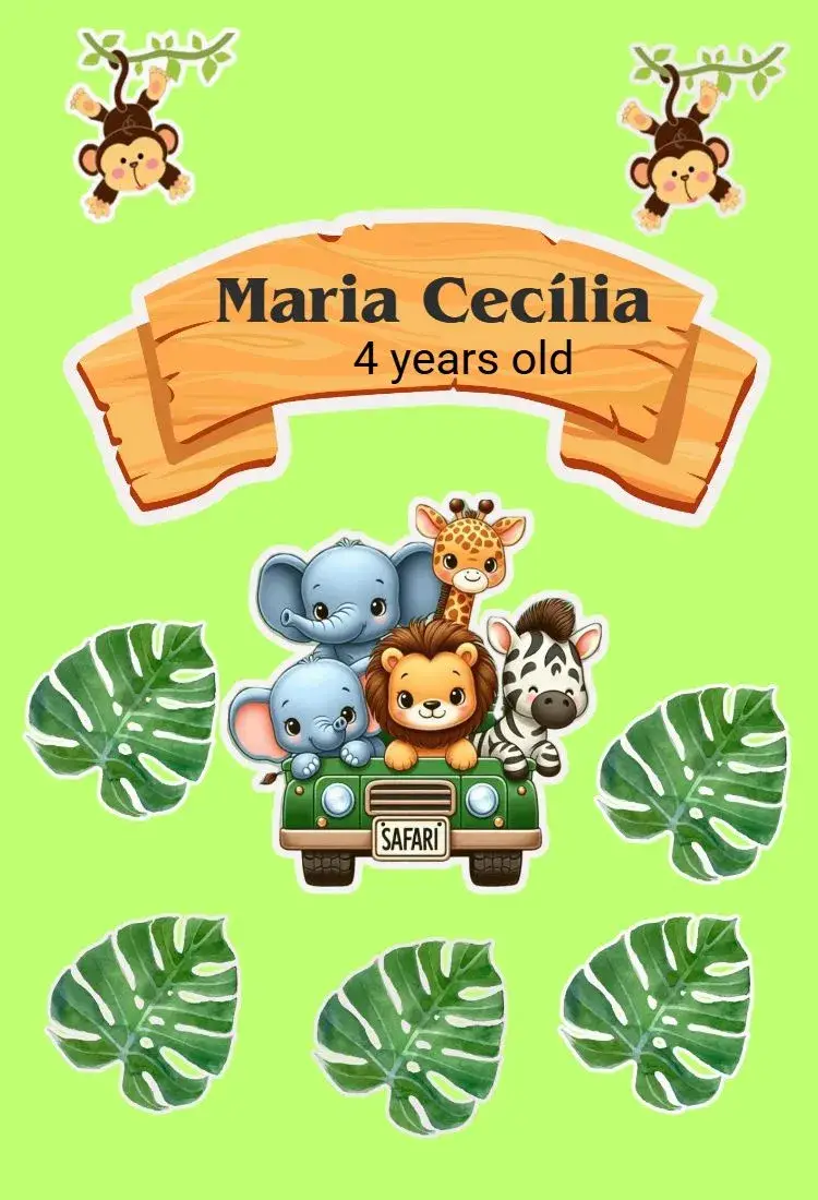 Safari Cake Topper invitation