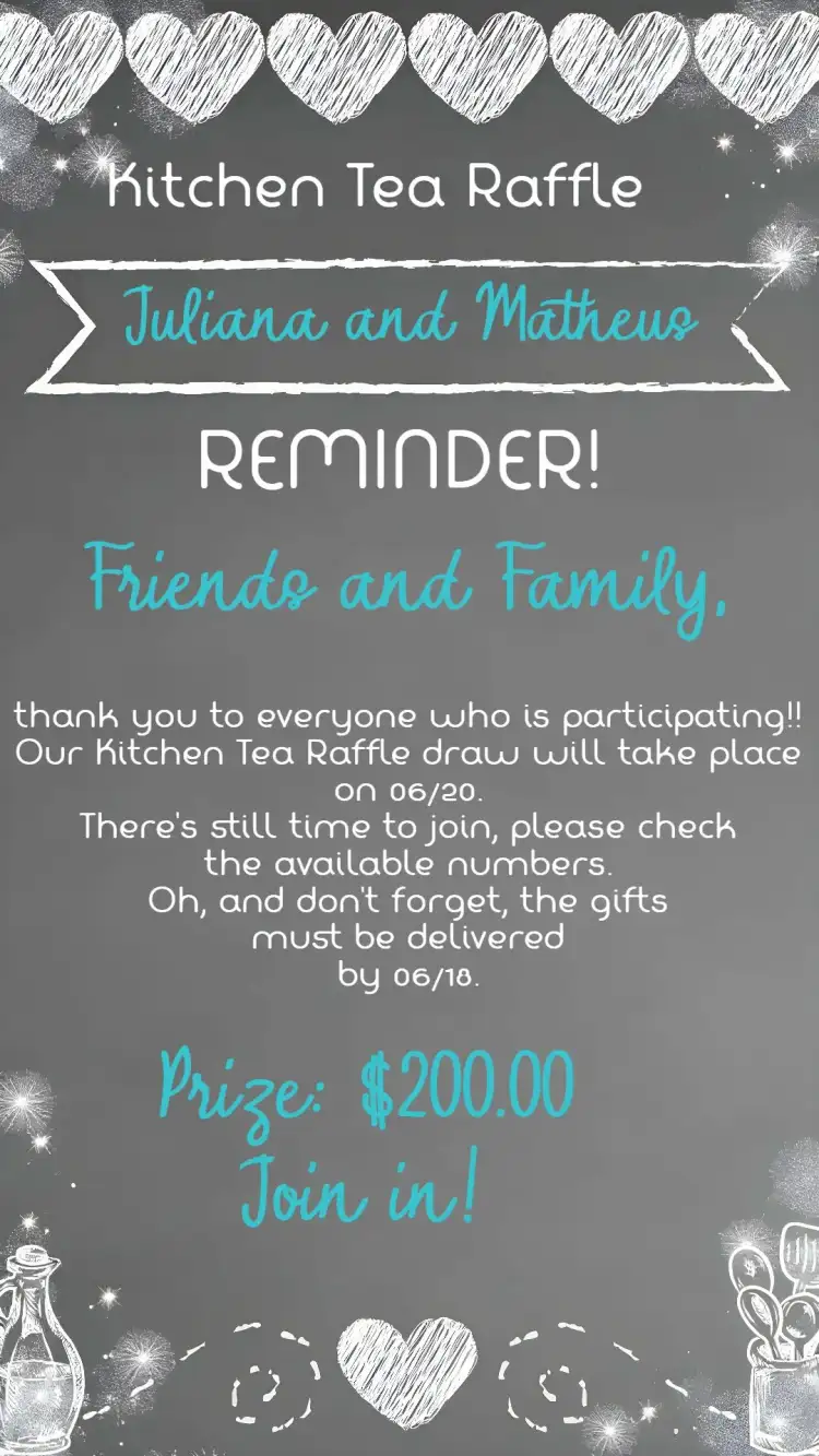 Kitchen Tea Chalkboard Chalk Raffle