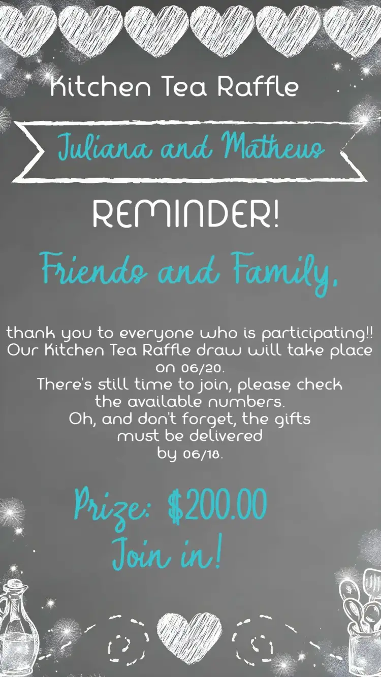Invitation Kitchen Tea Chalkboard Chalk Raffle – Bridal Shower theme chalkboard theme, kitchen theme, modern theme, minimalist theme, elegant theme, fun theme