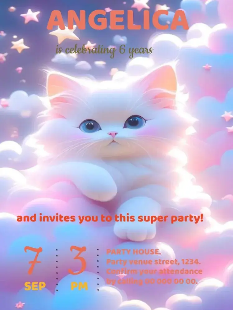 Gatinho Branco Editable for Whatsapp invitation