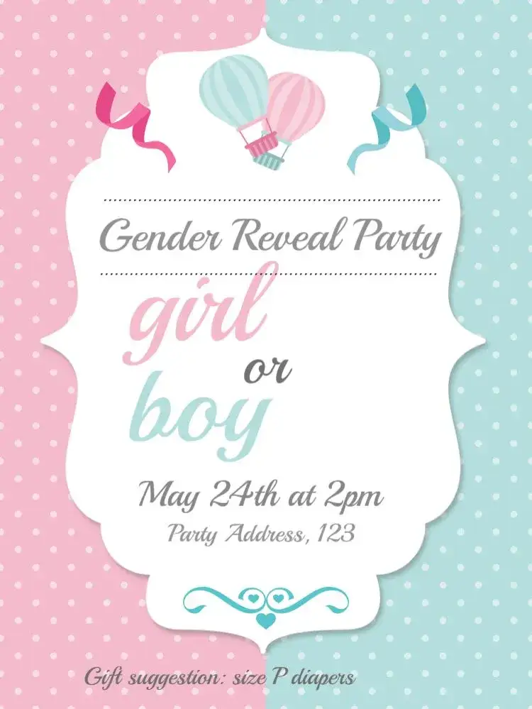 Invitation Baby Shower Gender Reveal Celebration – Gender Reveal theme pastel colors, fun, festive, modern, colorful