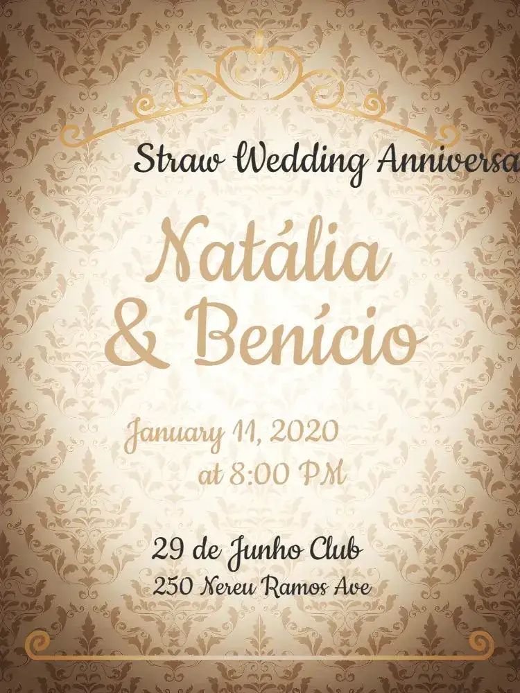 Invitation Straw Anniversary Celebration – Bridal Shower theme rustic, Provencal, minimalist, simple, elegant