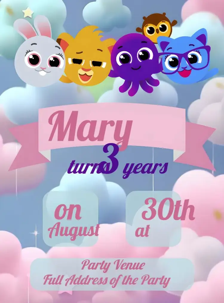 Invitation Blue Sweetcakes – Most searched for theme blue, pink, rainbow, fun, childish, colorful