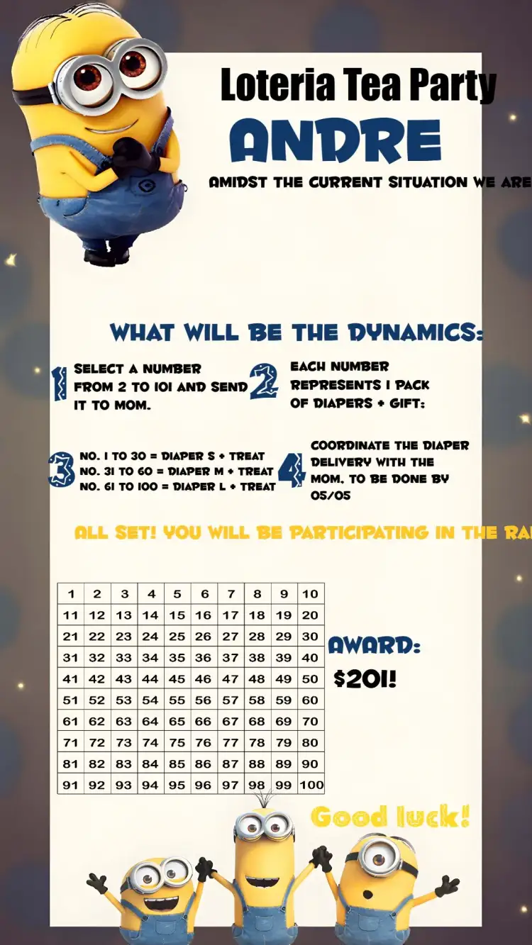 Invitation Minions Raffle Tea Party – Raffle Tea theme fun, colorful, childish, themed, modern