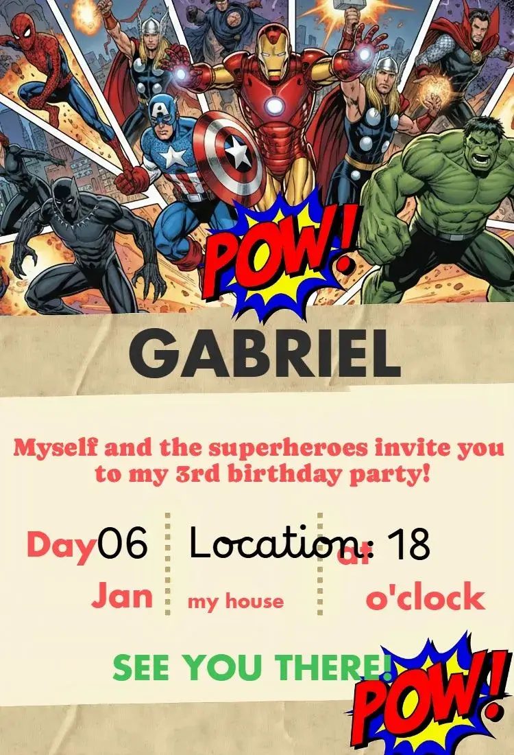 Superheroes Invitation