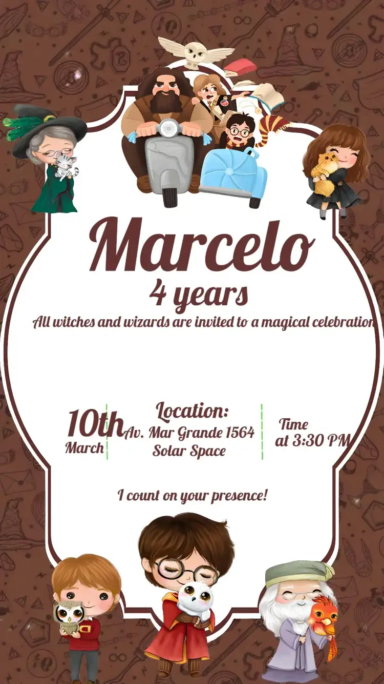 Invitation Harry Potter Movie – Kids' Birthday Party theme magical, fantasy, themed, colorful, fun-filled, youthful
