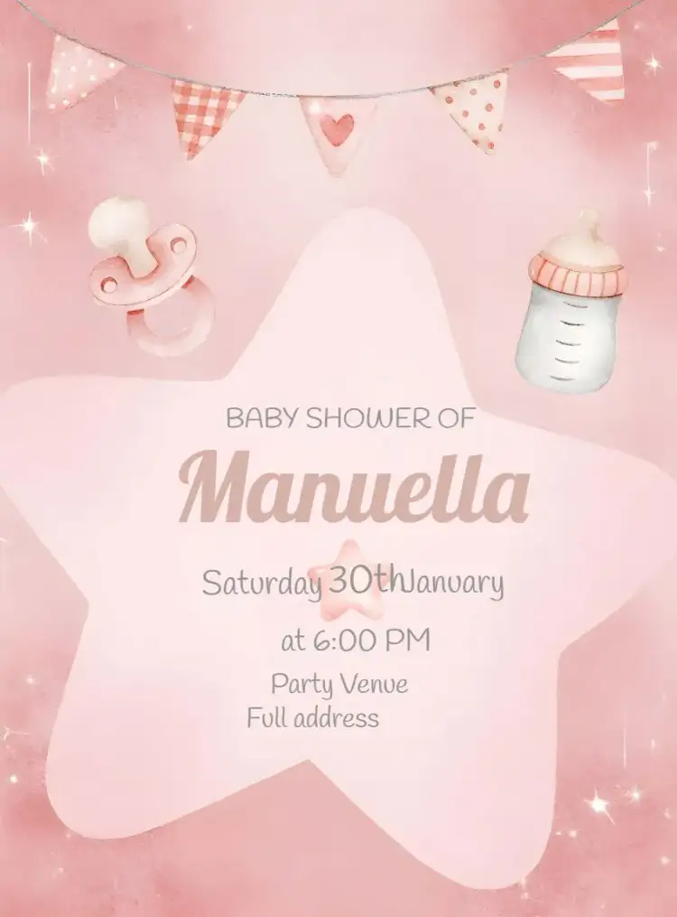 Invitation Watercolor Star Baby Shower Diapers – Diaper Shower theme watercolor, rose, delicate, childlike, diapers, star