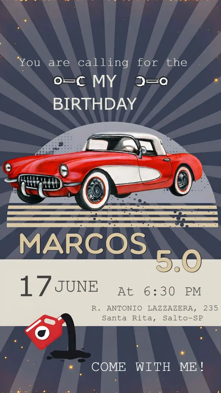 Invite Old Cars Man editable and customizable