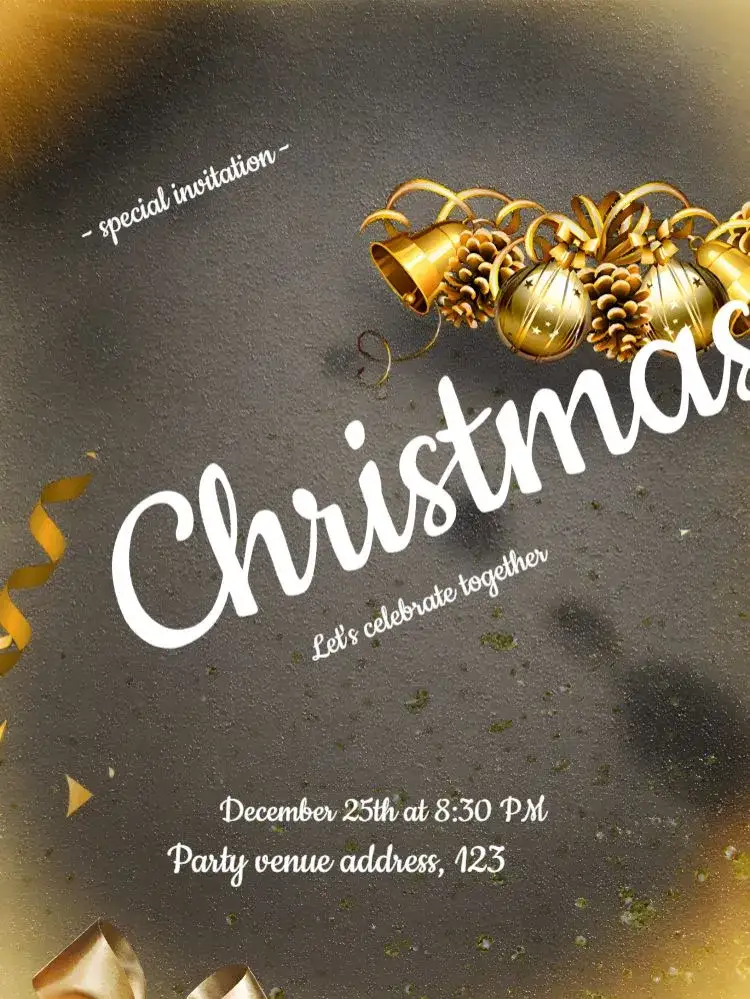 Invitation Christmas Final – Commemorative Dates theme golden, red, green, minimalist, traditional, festive