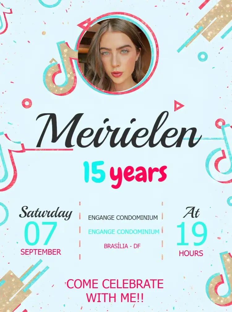 Invitation Tik Tok With Colorful Photo Invitation – Sweet 15 theme colorful, modern, youthful, fun, dynamic