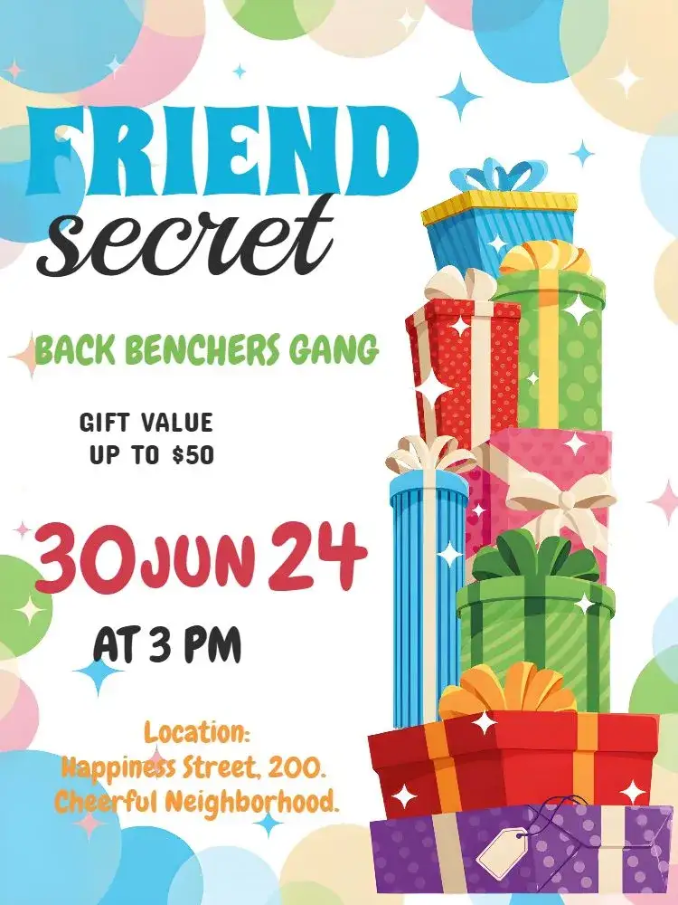 Invitation For Family Secret Friend – Commemorative Dates theme festive, Christmas-themed, cozy, colorful, modern