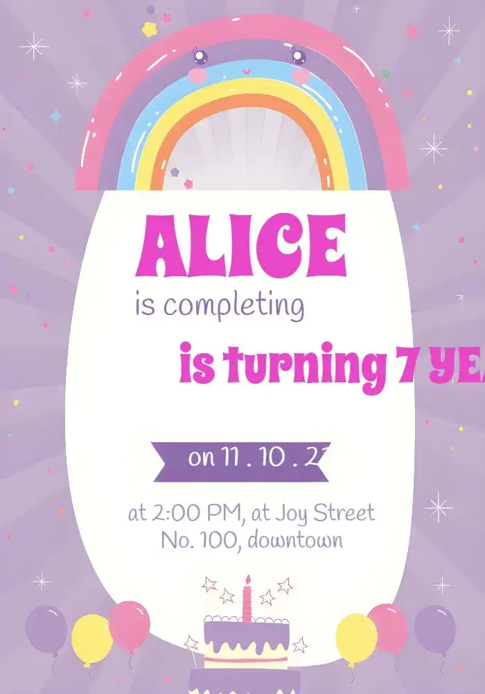 Invitation Rainbow Rainbow – Most searched for theme rainbow-themed, kids, colorful, magical, checkered, unicorn