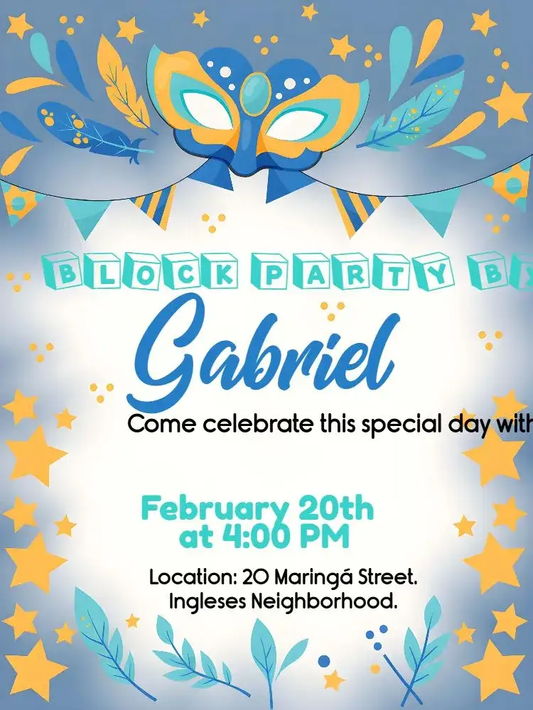 Invitation Carnival Block Party – Commemorative Dates theme colorful, festive, cheerful, modern, themed, vibrant