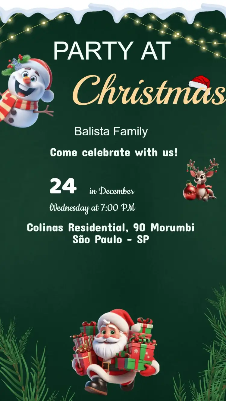 Invitation Christmas Party Invitation – Commemorative Dates theme red and green, gold and silver, minimalist, vintage, Christmas-themed, snow and flakes