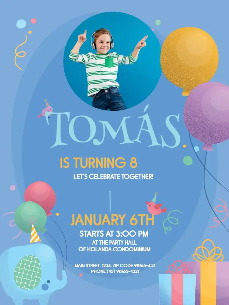 Boys' Photo Bird Birthday Invitation