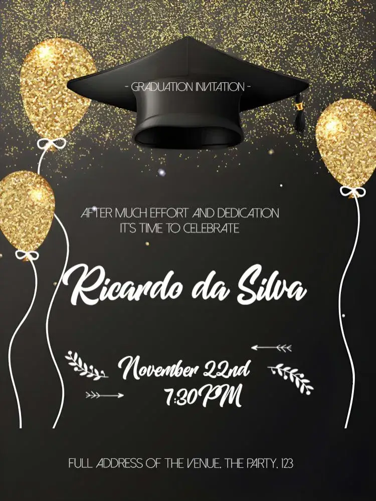 Invite Glitter Graduation editable and customizable