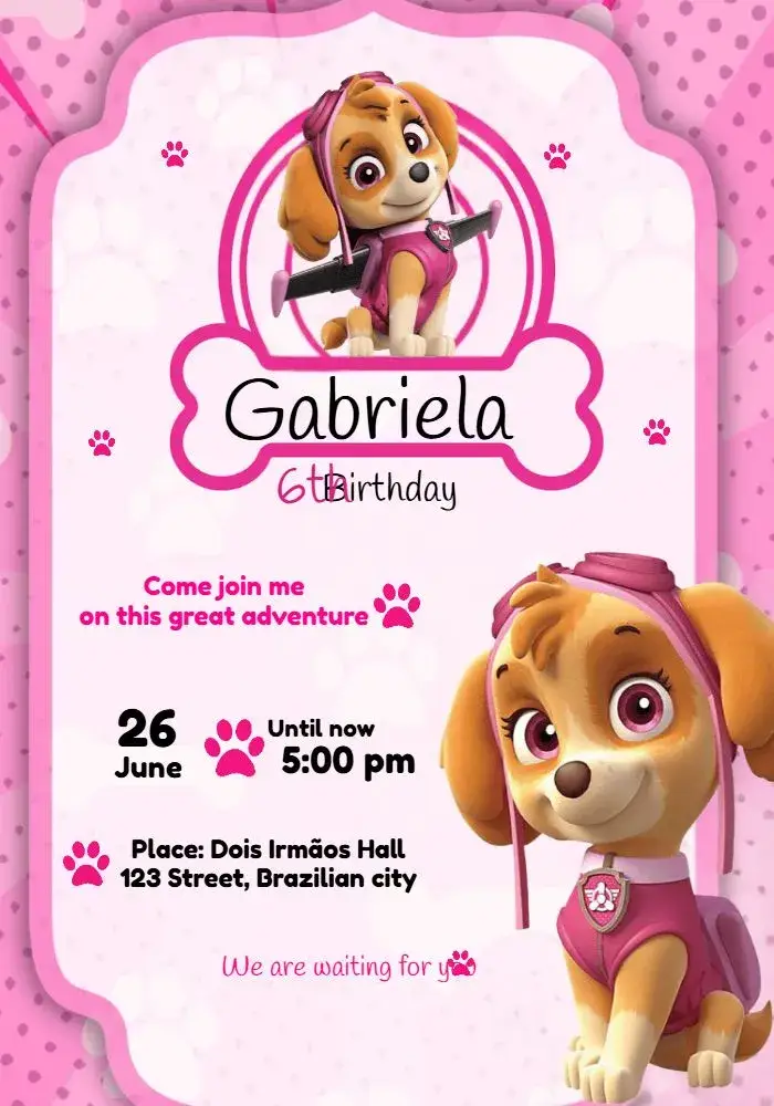 Skye Paw Patrol Animation Invite