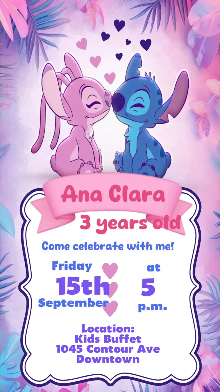 Angel and Stitch invitation