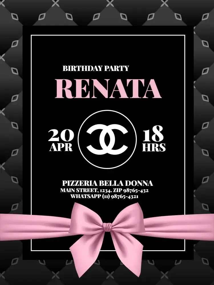 Female Adult Black And Pink Elegant Chanel invitation