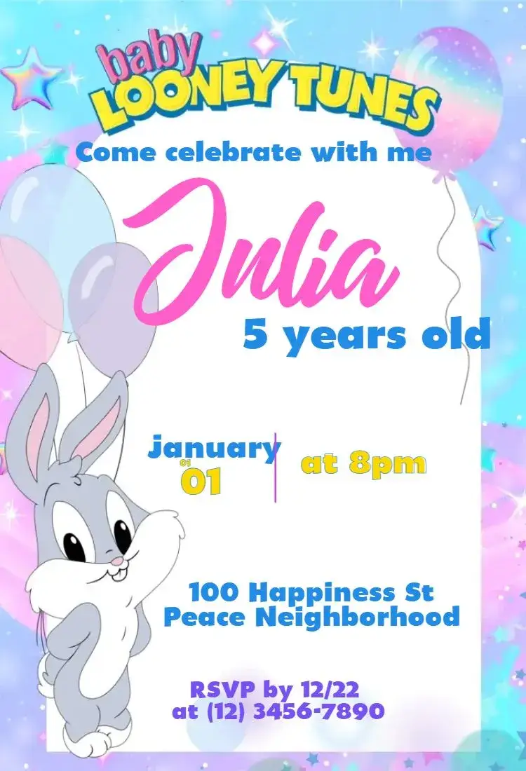 Invitation Looney Tunes Perninha – Most searched for theme colorful, fun, childish, themed, lively