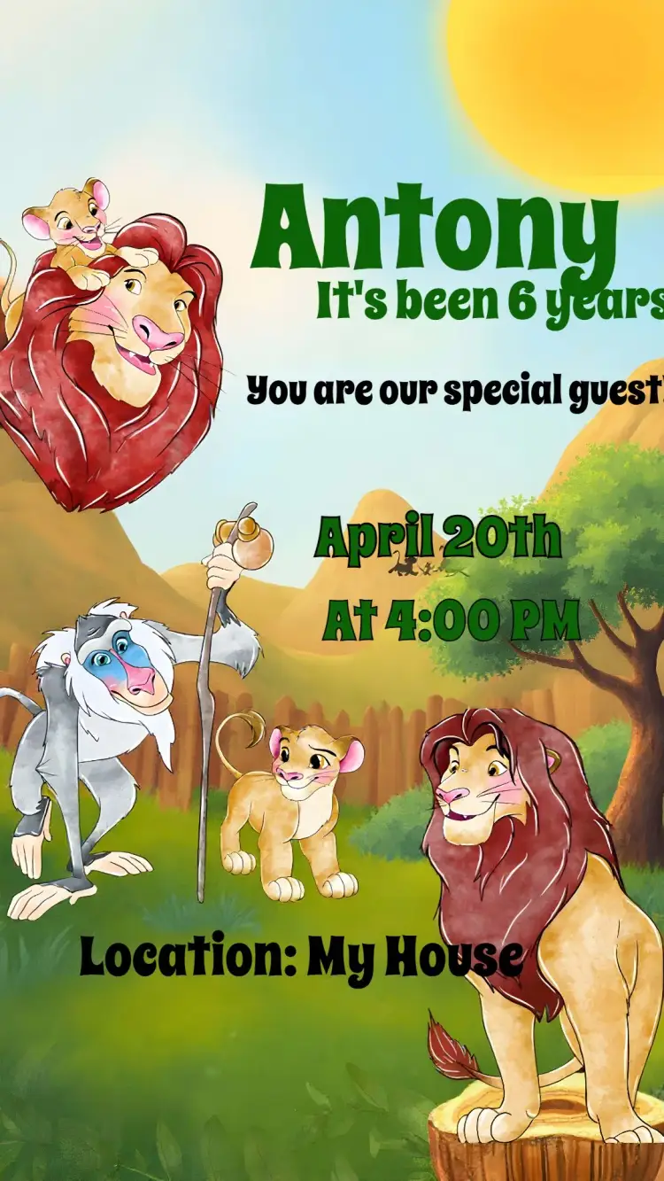 Disney Watercolor Lion King invitation