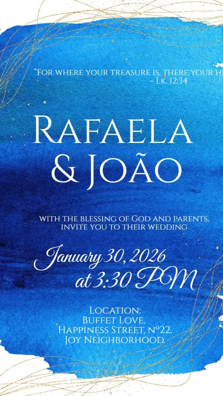 Invitation Blue Wedding – Wedding theme cobalt blue, golden, watercolor, modern, romantic, elegant