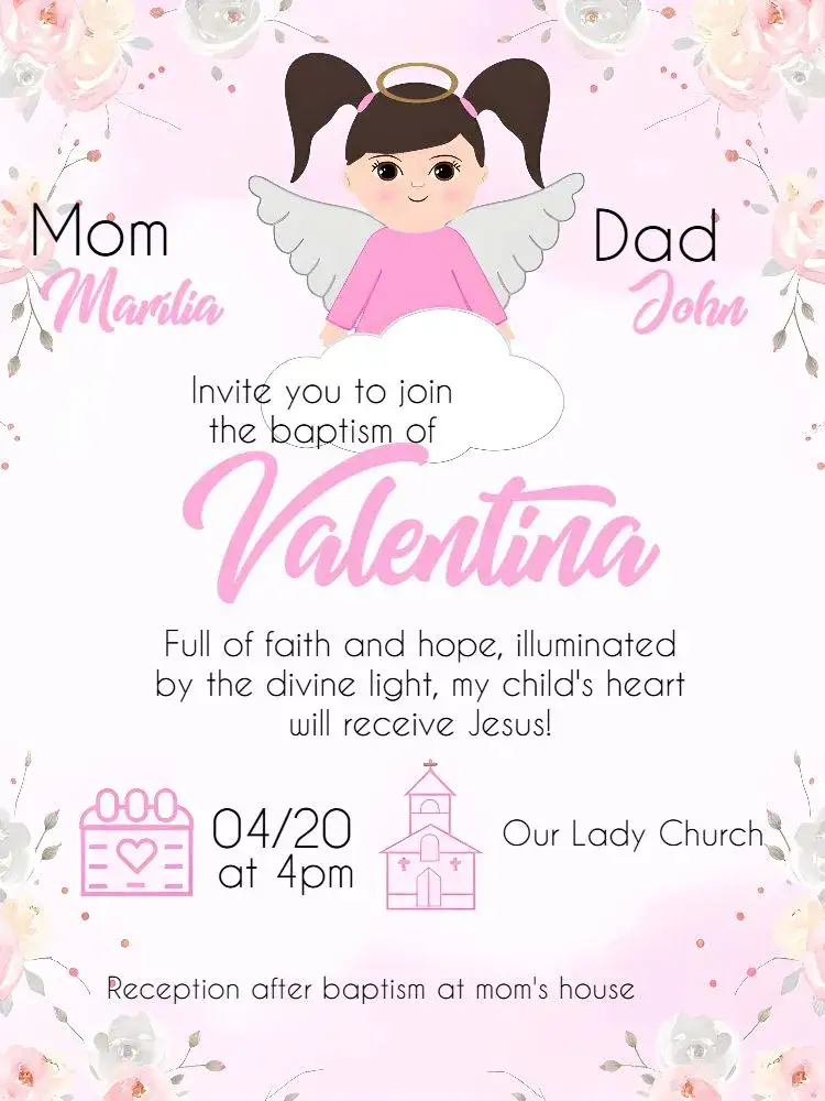 Invitation Baptism Flowers – Baptism theme floral, romantic, delicate, modern, soft, childlike