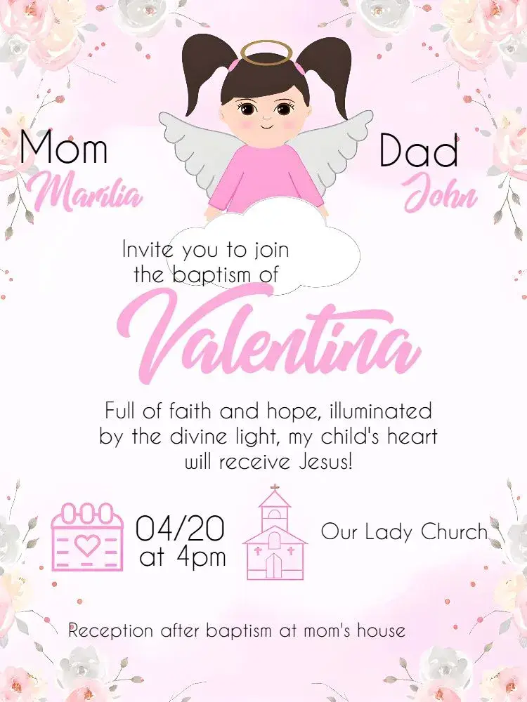 Baptism Flowers invitation