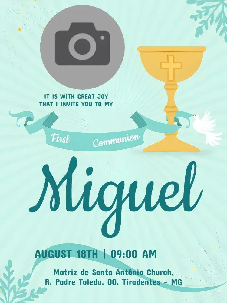 Invitation First Communion With Blue Photo – First Communion theme blue, religious, modern, delicate, childlike