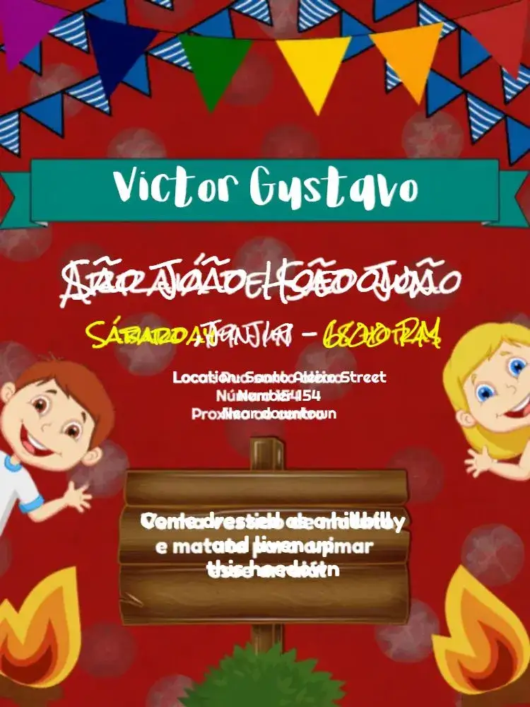 Invitation Brown Junina Party Arraiá – Commemorative Dates theme junino, rustic, vintage, colorful, boho