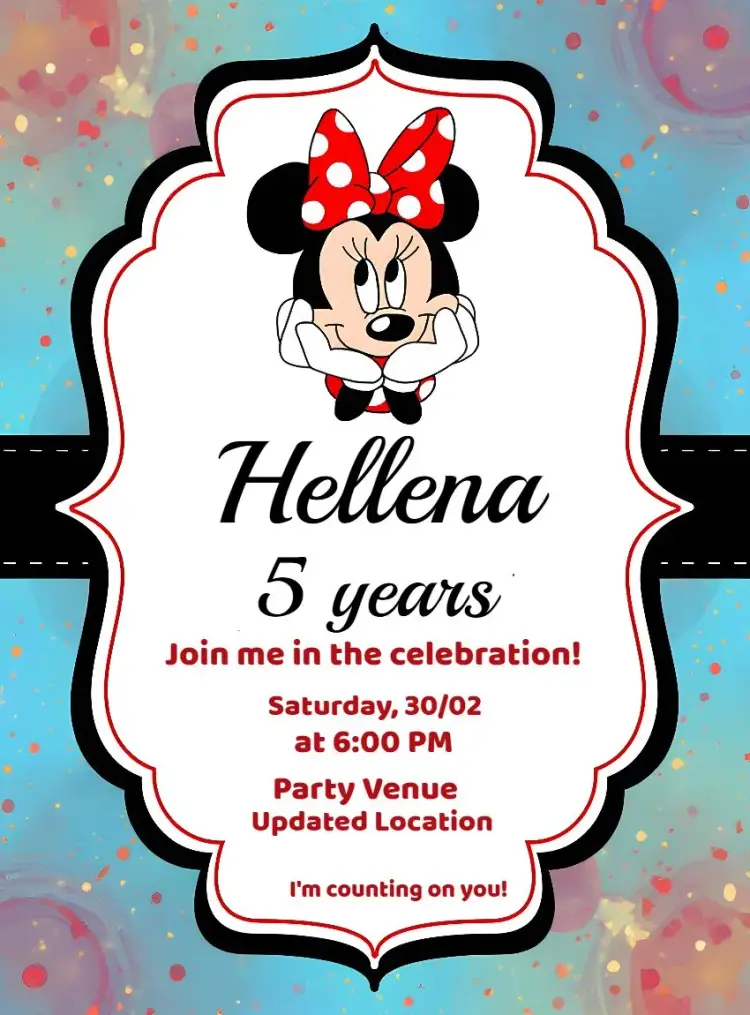 Minnie Mouse Disney invitation
