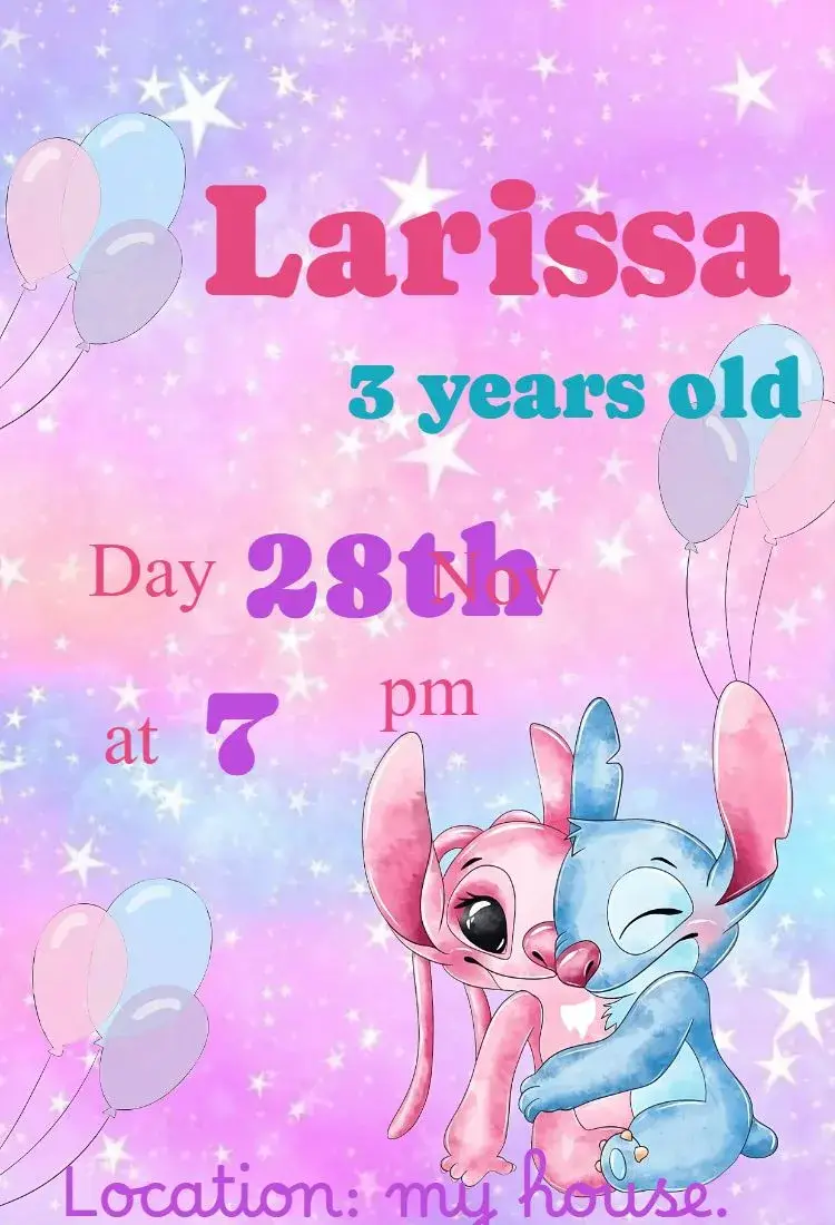 Angel and Stitch Invitation