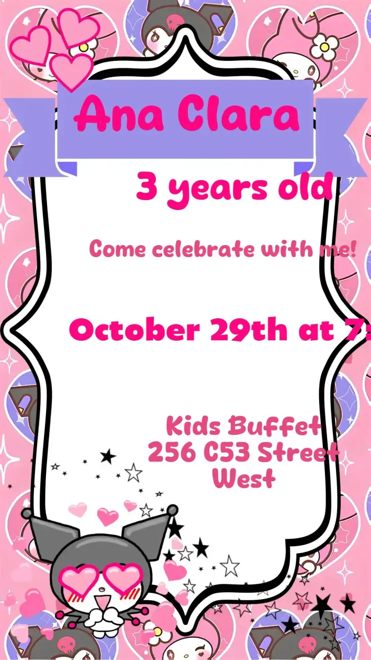 Invitation Korumi – Kids' Birthday Party theme colorful, fun, childish, cartoon, themed, cheerful