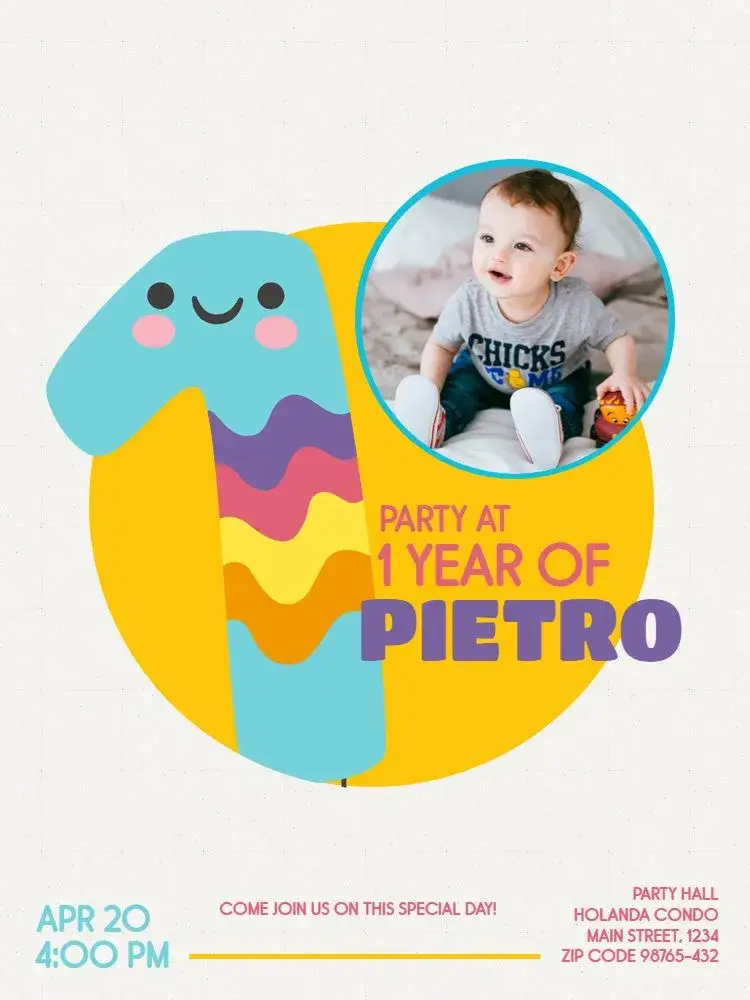 First Year Minimalist Playful Boy invitation