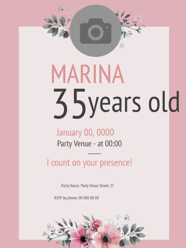 Invitation 35 Years With Debutante Photo – Sweet 15 theme modern, elegant, pink, white, black