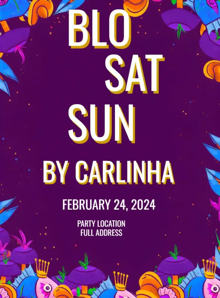 Invitation Bloquinho Carnival Carnavrau – Commemorative Dates theme carnival, vibrant, colorful, fun-filled, modern, festive
